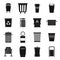Garbage container icons set, simple style