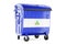 Garbage container with Nicaraguan flag, 3D rendering
