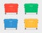 Garbage containers. Green, red, yellow, and blue trash dumpster for trash, like paper, glass, plastic, and food waste. Illustratio