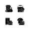 Garbage disposal black glyph icons set on white space