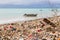 Garbage dump, landfill, atoll sand beach, Tarawa, Kiribati, Micronesia, Oceania. Ecological and garbage problems of island nations