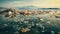 Garbage dump on the sea. Pollution of environment concept, Concept of environmental pollution, Pile of garbage and waste in the