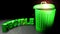 Garbage green can with `RECYCLE` green write