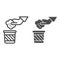 Garbage and hand line and glyph icon. Hand and trash vector illustration isolated on white. Throwing waste outline style