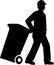 Garbage man with bin silhouette