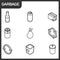 Garbage outline isometric icons