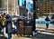 Garbage overflows out of trash receptacles on Michigan Avenue during St. Patrick`s Day festivities.