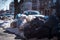 Garbage pile on New York sidewalk