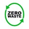 Garbage processing and recycling. Logo or badge of zero waste. Ecology green symbol. global warming