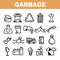 Garbage Recycling Linear Vector Icons Set Thin Pictogram