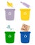 Garbage separation boxes by colors