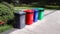 Garbage sorting bins on the roadside of residential quarters.