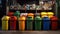 garbage sorting colorful trash cans generative ai