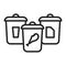 Garbage sorting: paper, glass, food black line icon. Waste recycling. Outline pictogram for web page, mobile app, promo.