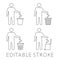 Garbage symbol. Trash icon. Disposable icon. Tidy man symbol, do not litter, icon, keep clean. Man disposes trash into the waste