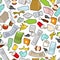Garbage texture. Rubbish seamless pattern. trash ornament. litter background. peel from banana and stub. Tin and old newspaper. B