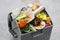 Garbage trash can, Image of food waste made in miniature.