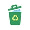 Garbage Trash can Vector Icon. Eco Bio concept, recycling. Flat design illustration isolated on white background. Sign for website