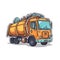 Garbage Truck In Cartoon Style Stiker On White Background On Isolated Transparent Background, Png, Logo. Generative AI