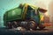 garbage truck compacting and sorting recyclable materials