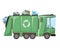 Garbage truck with compartments for sorting garbage as a concept of zero waste, flat vector stock illustration with garbage