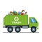 Garbage truck with garbage goes to the landfill