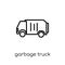 Garbage truck icon. Trendy modern flat linear vector Garbage truck icon on white background from thin line Cleaning collection