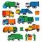 Garbage truck vector trash vehicle transportation illustration recycling waste set of clean service industry cleaning