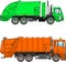 Garbage trucks on a white background in a flat style