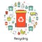 Garbage Waste Recycling Line Art Thin Icons