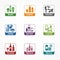 Garbage waste recycling square icons