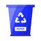 Garbage Waste Sorting Paper Recycle Bin Blue Color Flat Vector Illustration White Background