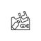 Garbage waste, water pollution line icon