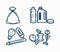 Garbage wastes trash line vector icons set of toxic, electronic plastic and food recycling garbage