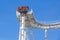 Gardaland, italy 20 june 2019 . Young people screaming during a ride at roller coaster Gardaland park