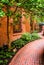 Garden along a brick walkway in downtown Lancaster, Pennsylvania