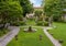 Garden of the Atellani House from the back porch, Museo Vigna di Leonardo, Milan.