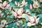 garden background watercolor magnolia leaf flower wallpaper pattern decoration seamless floral. Generative AI.