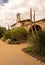 Garden and bell tower in San Juan Capistrano mission