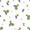 Garden blackcurrant, redcurrant watercolor seamless pattern on white background