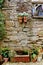 Garden with brick wall and flower planter