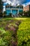 Garden and buildings at the Waterfront Park in Charleston, South