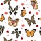 Garden butterflies flying in the garden ,lady bug,insect seamless pattern vector scattered repeat for fashion ,fabric ,wallpaper