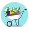 Garden cart with flower pots