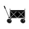 Garden cart icon simple silhouette. Garden work, trolley, and wheelbarrow with awning