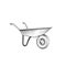 Garden cart. Wheelbarrow engraving. Gardening sign