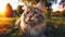 Garden Cat at Sunset, AI generated Illustration