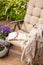 Garden chair on terrace, relax, flowers