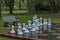 Garden Chess Sets wth water drops after rainy night in Sabie