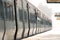 Garden City, New York - February 20, 2019 : A conductor of a Long Island Railroad LIRR train signaling before leaving a platform